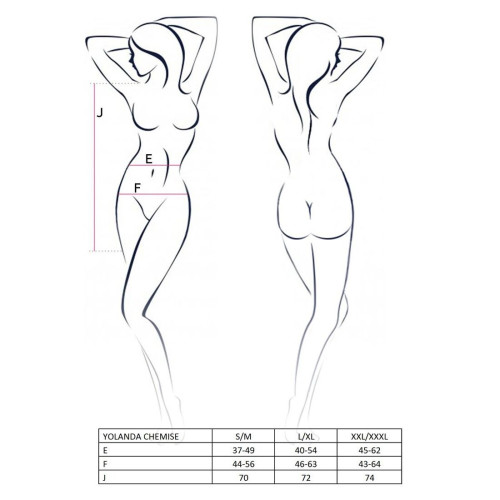 Пеньюар Passion Erotic Line YOLANDA CHEMISE S/M Черный