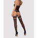 Бодістокінг Obsessive Bodystocking F214 імітація корсета та панчіх на підв’язках black S/M/L