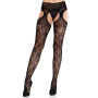 Колготки Leg Avenue Cross Hatch Floral Lace Suspender Hose One Size