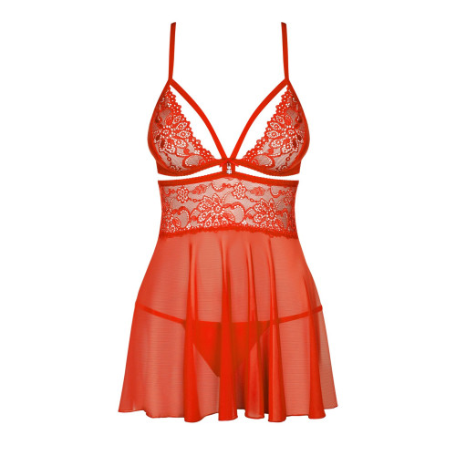 Бэби-долл Obsessive 838-BAB-3 babydoll & thong red 2XL/3XL