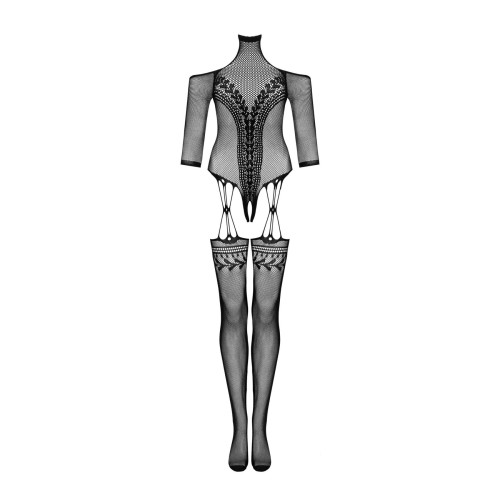 Нейлоновый бодистокинг с имитацией чулок Obsessive Bodystocking G333 черный S/M/L