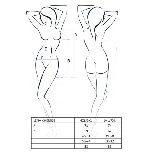 Сексуальная сорочка большого размера Passion LENA CHEMISE 4XL/5XL Красная