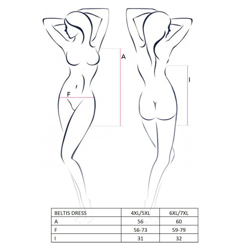 Еротична сукня Passion Size Plus BELTIS DRESS 4XL/5XL Чорна