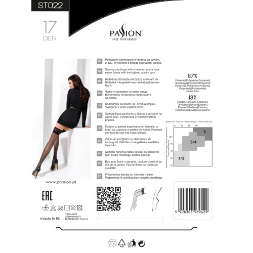 Чулки со швом Passion ST022 5 XXL Черные