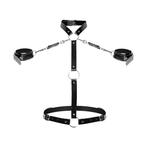 Женская портупея с наручниками Art of Sex - Ursula черная XS-2XL, экокожа