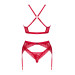 Obsessive Lacelove cupless 3-pcs set красный XS/S