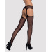 Сітчасті панчохи-стокінги з квітковим малюнком Obsessive Garter stockings S207 чорні XL/XL