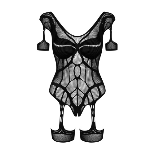 Нейлоновый бодистокинг с имитацией гартер Obsessive Bodystocking G334 черный S/M/L