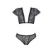 Комплект Passion LEAFA BIKINI black S/M, бюстгальтер-топ с рукавчиками, стринги-шортики с вырезом