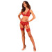 Obsessive Lacelove cupless 3-pcs set красный XS/S