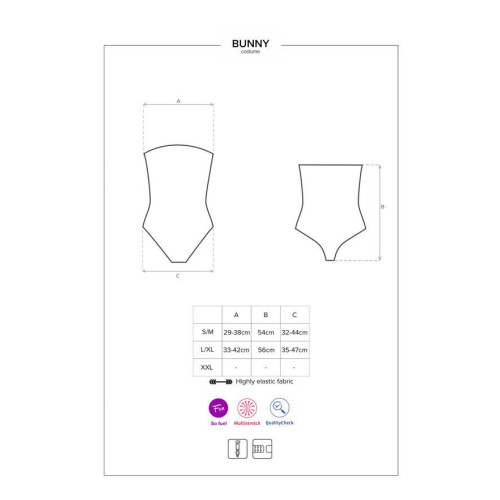 Еротичний костюм кролика Obsessive Bunny costume чорний L/XL