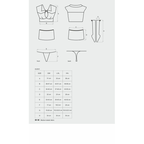 Эротический костюм студентки Obsessive Student 4 pcs costume красно-белый S/M