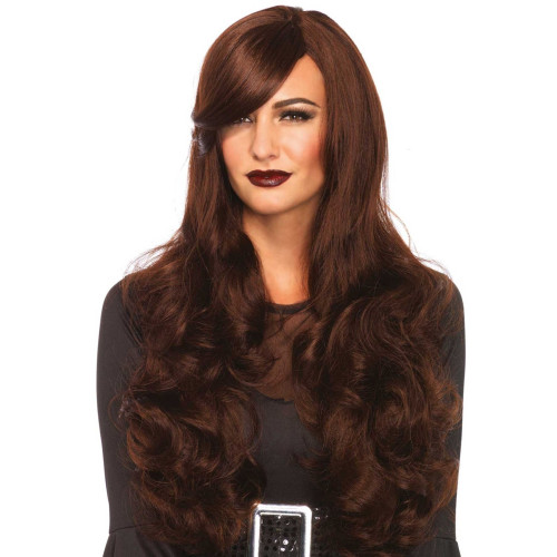 Хвиляста перука з косим чубчиком Leg Avenue Long Wavy Wig 68 см, коричнева