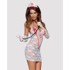 Еротичний мереживний костюм медсестри Obsessive Medica dress 5pcs costume білий L/XL