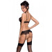 Сексуальный комплект с поясом для чулок Passion LOVELIA SET black L/XL