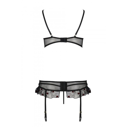Сексуальный комплект с поясом для чулок Passion LOVELIA SET black L/XL