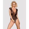 Бодистокинг из большой сетки с кружевом Obsessive B112 teddy черный XL/XXL