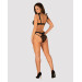 Полупрозрачный эротический комплект Obsessive Obsessivia 2-pcs set black L/XL