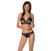 Комплект: бралет з ажурним ліфом та відкритими трусиками Passion Christa Set with Open Bra black S/M