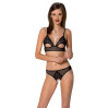 Комплект: бралет з ажурним ліфом та відкритими трусиками Passion Christa Set with Open Bra black S/M