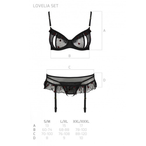 Сексуальный комплект с поясом для чулок Passion LOVELIA SET black L/XL
