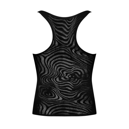 Мужская полупрозрачная майка-борцовка с узором Obsessive T103 tank top S/M/L, черная