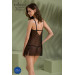 Пеньюар Passion DROSERA CHEMISE black, XXL/XXXL, мереживний ліф зі стрепами, трусики в комплекті