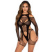 Комплект Leg Avenue Fishnet Garter Harness and Teddy One Size Black
