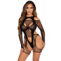Комплект Leg Avenue Fishnet Garter Harness and Teddy One Size Black