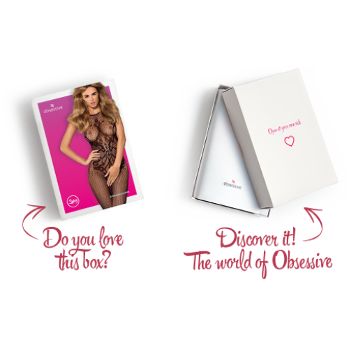 Бодистокинг Obsessive Bodystocking G308 халтер, декор в виде татуировки black S/M/L