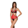 Полупрозрачное боди с кружевом Passion PEONIA BODY red L/XL