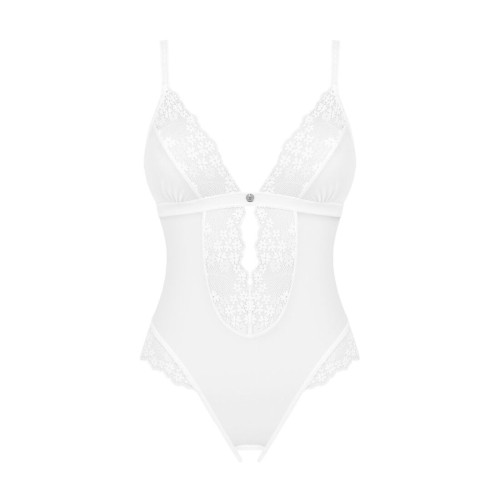 Эротическое полупрозрачное боди Obsessive Heavenlly crotchless teddy белый XS/S