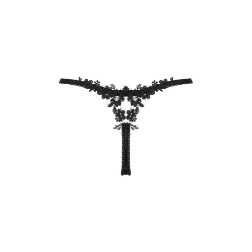 Прозрачные стринги с кружевом Obsessive Celia Noir thong черные XS/S