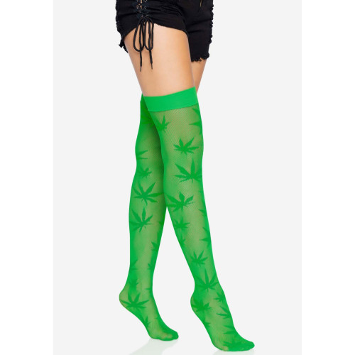 Чулки с рисунком Leg Avenue 420 Net thigh highs Green