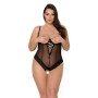 Боді Passion Exclusive North Body black 4XL/5XL, відкриті груди, з доступом, вініл та мережива
