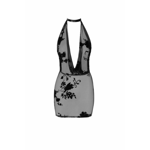 Платье Noir Handmade F313 Mythos, S, black, прозрачное, мини, открытая спина, декор из стразов