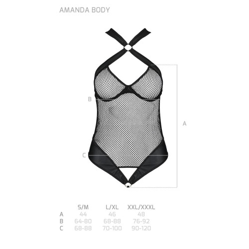 Сетчатый боди с халтером Passion Amanda Body black S/M