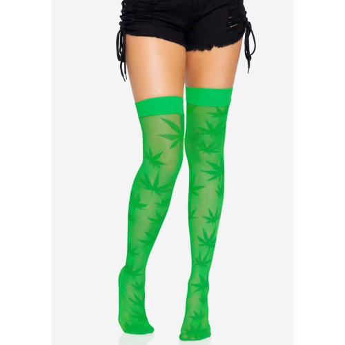 Чулки с рисунком Leg Avenue 420 Net thigh highs Green
