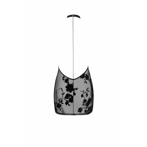 Платье Noir Handmade F313 Mythos, S, black, прозрачное, мини, открытая спина, декор из стразов