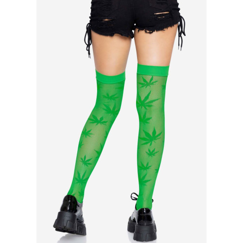 Чулки с рисунком Leg Avenue 420 Net thigh highs Green