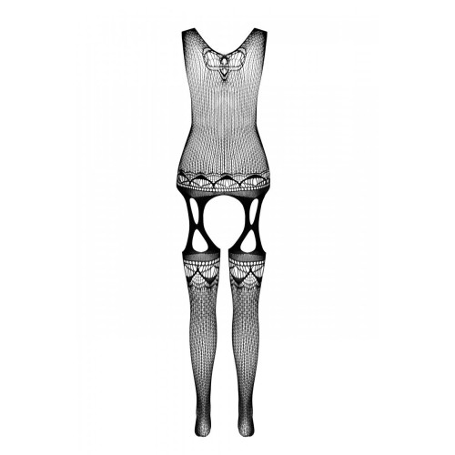 Бодістокінг з плетінням на грудях Passion BS099 One Size, red, відкритий доступ, імітація підв’язок