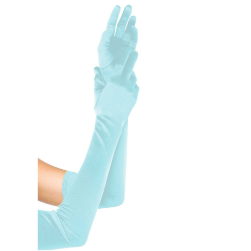 Длинные атласные перчатки Leg Avenue Extra Long Satin Gloves, One Size, светло-голубые
