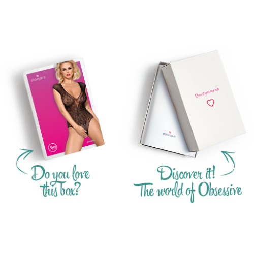 Бодистокинг из большой сетки с кружевом Obsessive B112 teddy черный S/M/L