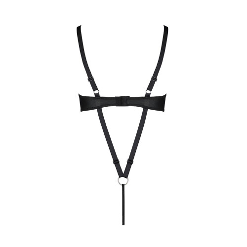 Боді з екошкіри Passion CELINE BODY black L/XL: з доступом, відкритий