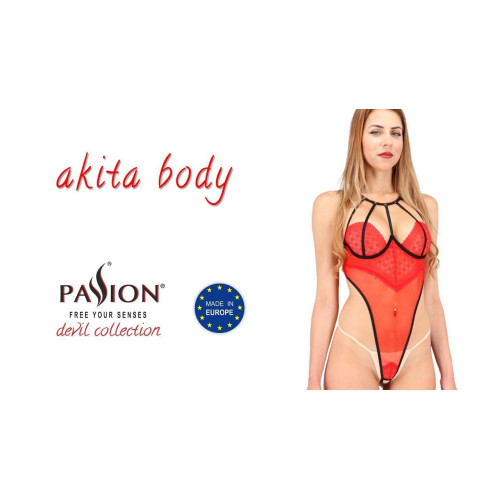 Боді із високим вирізом стегна Passion AKITA BODY Червоний XXL/XXXL