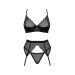 Комплект Obsessive Chemeris 3-pcs set M/L, стрінги, пояс для панчіх, бюстгальтер