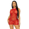 Сукня-сітка зі стразами Leg Avenue Rhinestone halter mini dress відкрита спина, Red one size