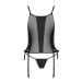 Сітчастий корсет з екошкіри Passion Malwia Corset black 6XL/7XL