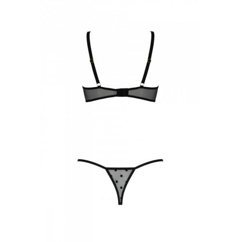 Эротический комплект Passion MARINA SET WITH OPEN BRA, XXL/XXXL, black, открытые чашки