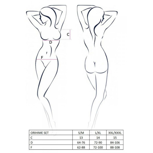 Комплект белья ORIHIME SET white S/M - Passion: стрепы: лиф и трусики